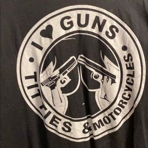 Black Tee. Guns, titties, motorcycles